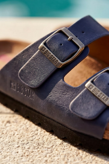 Ciabatte leggere da uomo con fibbie in ecopelle Big Star NN174530 blu scuro 2