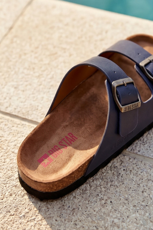 Ciabatte leggere da uomo con fibbie in ecopelle Big Star NN174530 blu scuro