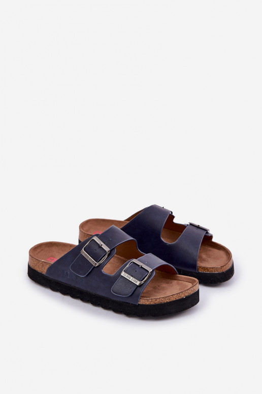Ciabatte leggere da uomo con fibbie in ecopelle Big Star NN174530 blu scuro