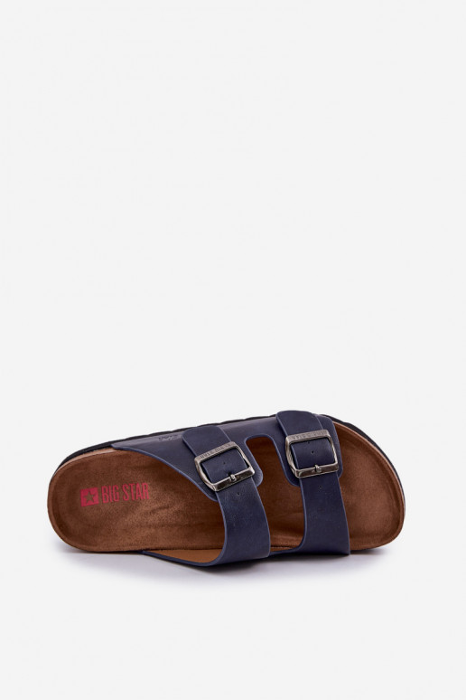 Ciabatte leggere da uomo con fibbie in ecopelle Big Star NN174530 blu scuro