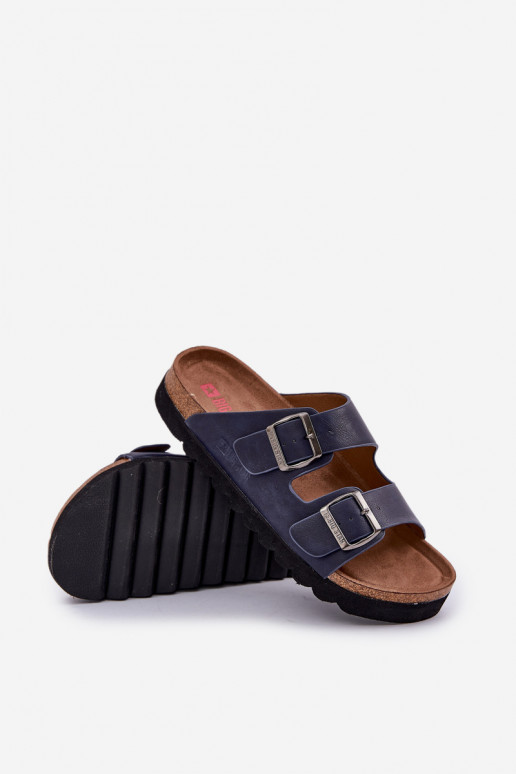 Ciabatte leggere da uomo con fibbie in ecopelle Big Star NN174530 blu scuro