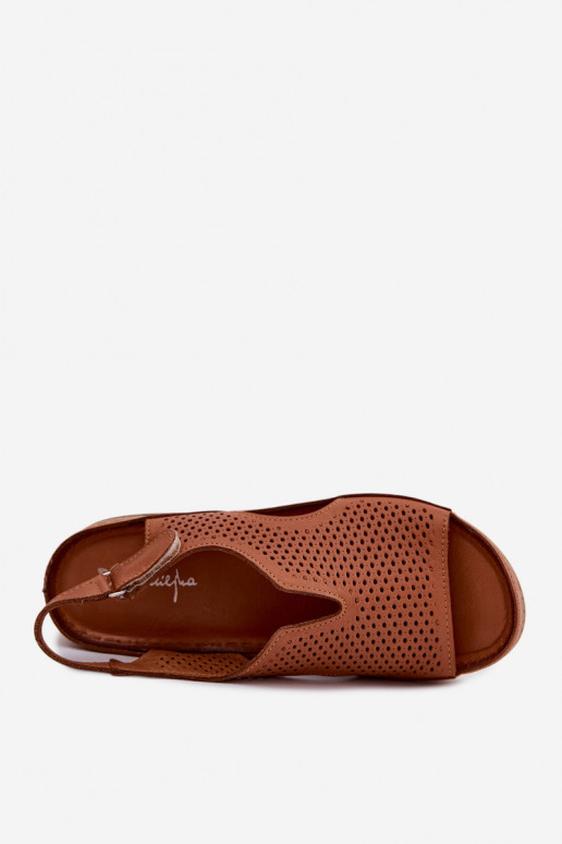 Sandali da donna marroni perforati con piattaforma Tai turiciejka L4494-29
