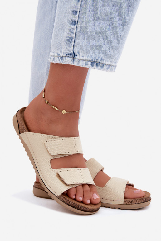 Pantofole in pelle da donna avorio Inblu AA0005GU