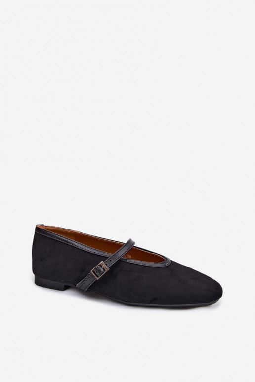Ballerine nere con cinturini in suede sintetico Felora