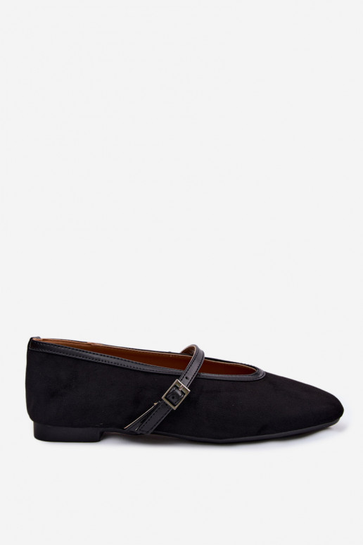 Ballerine nere con cinturini in suede sintetico Felora