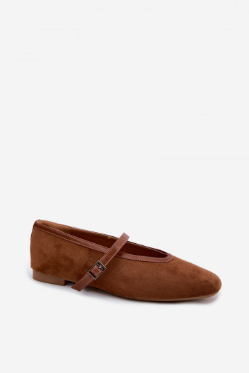 Ballerine marroni con cinturini in suede sintetico Felora 2