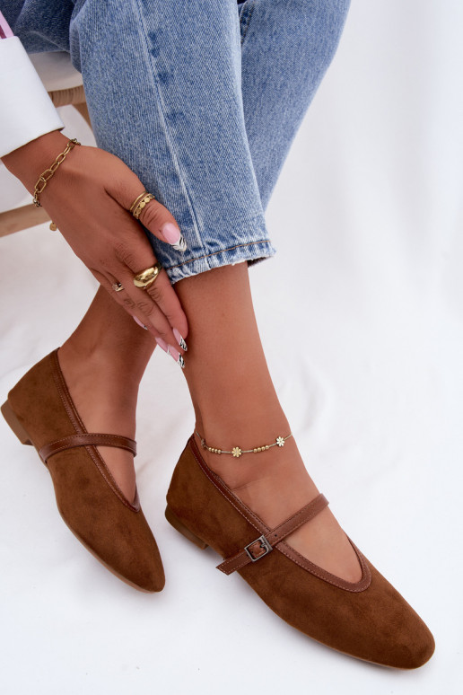 Ballerine marroni con cinturini in suede sintetico Felora