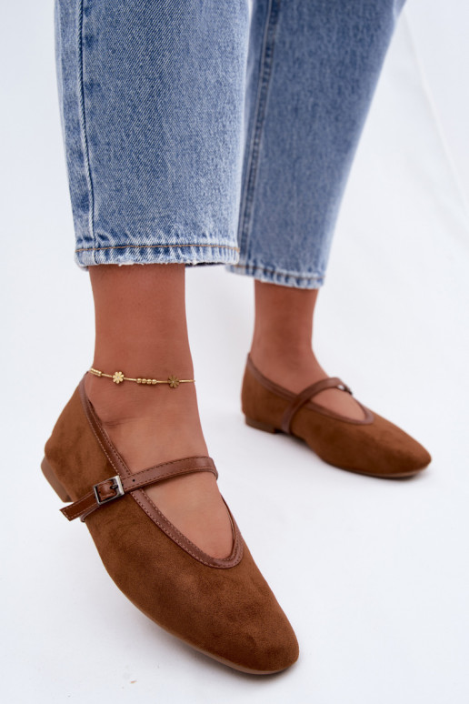 Ballerine marroni con cinturini in suede sintetico Felora