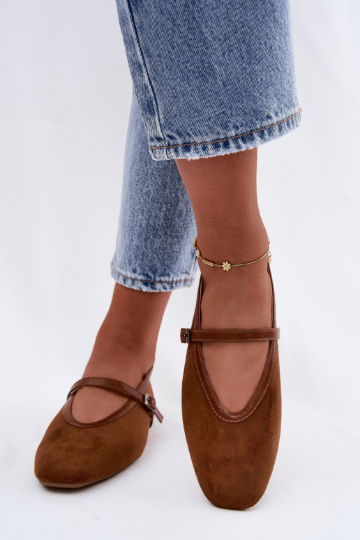 Ballerine marroni con cinturini in suede sintetico Felora
