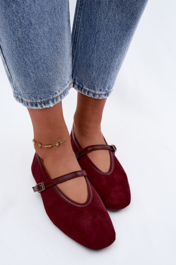 Ballerine bordeaux con cinturini in suede sintetico Felora
