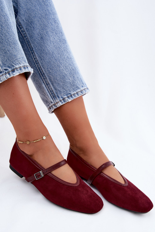 Ballerine bordeaux con cinturini in suede sintetico Felora