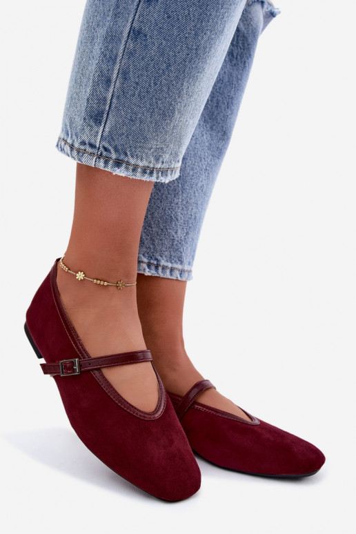 Ballerine bordeaux con cinturini in suede sintetico Felora