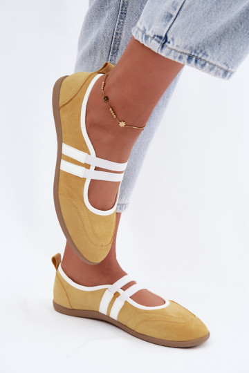 Ballerine gialle in stile sportivo con cinturini elastici Donatella