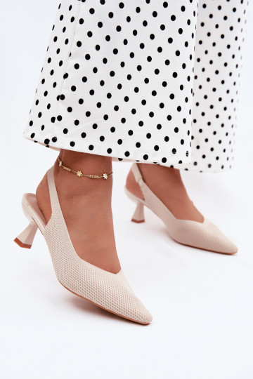 Sandali con tacco alto beige Typu Klepsydra Purea