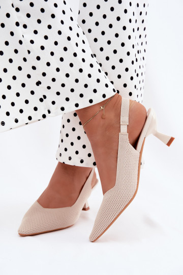 Sandali con tacco alto beige Typu Klepsydra Purea 2