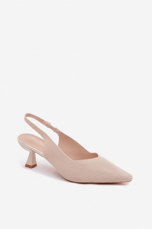 Sandali con tacco alto beige Typu Klepsydra Purea