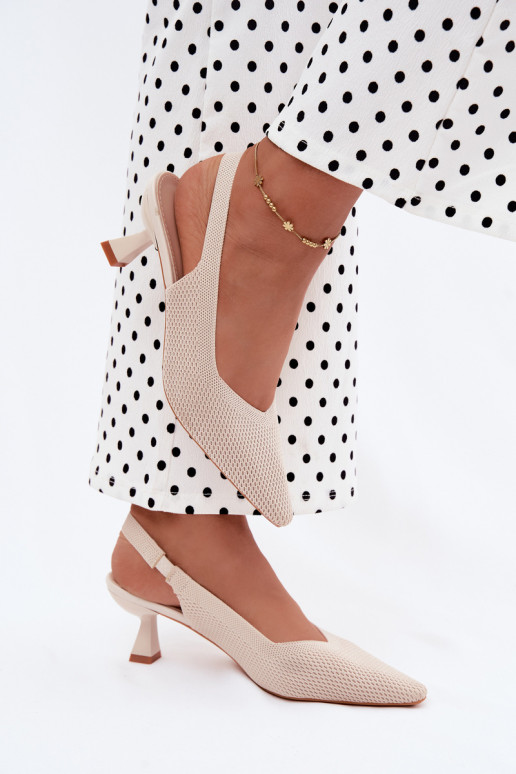 Sandali con tacco alto beige Typu Klepsydra Purea
