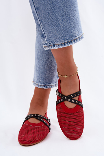 Ballerine rosse in rete con cinturini Salliroe 2