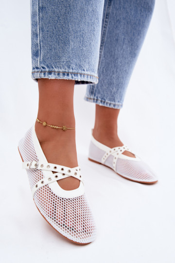 Ballerine in rete con cinturini bianche Salliroe