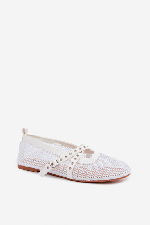 Ballerine in rete con cinturini bianche Salliroe