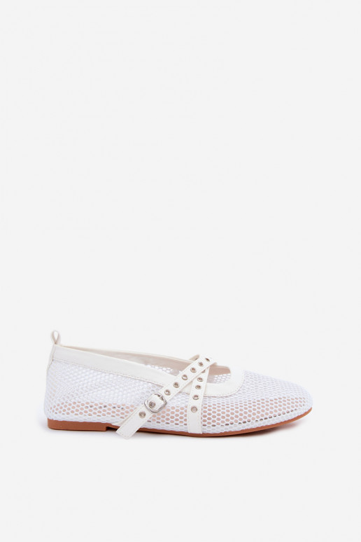 Ballerine in rete con cinturini bianche Salliroe