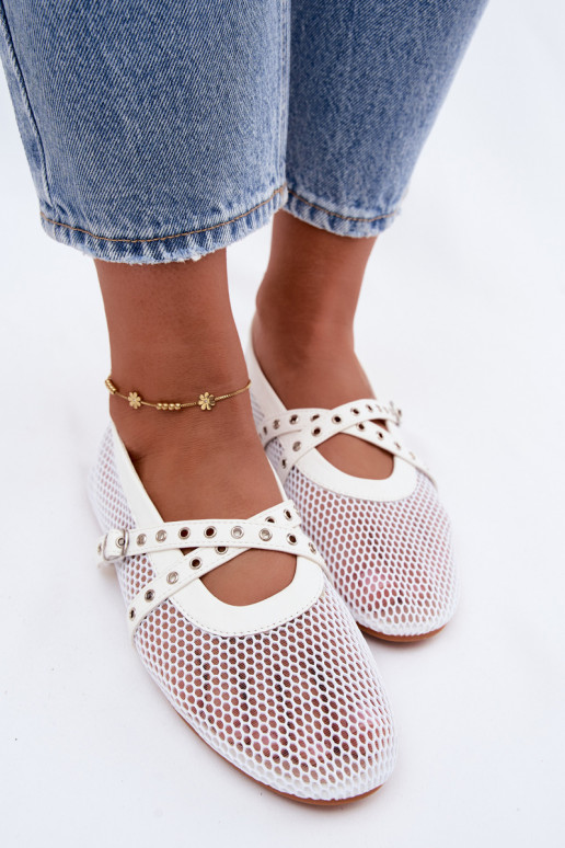 Ballerine in rete con cinturini bianche Salliroe