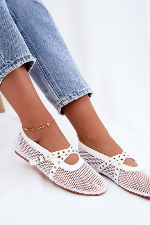 Ballerine in rete con cinturini bianche Salliroe