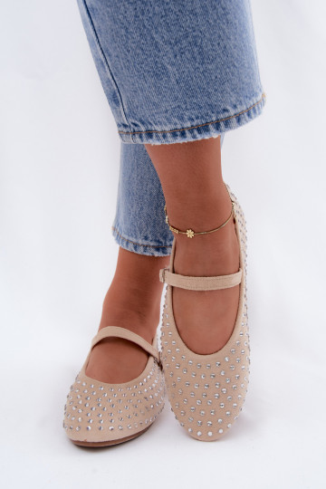 Ballerine decorate color sabbia con cinturini Nerolia 2