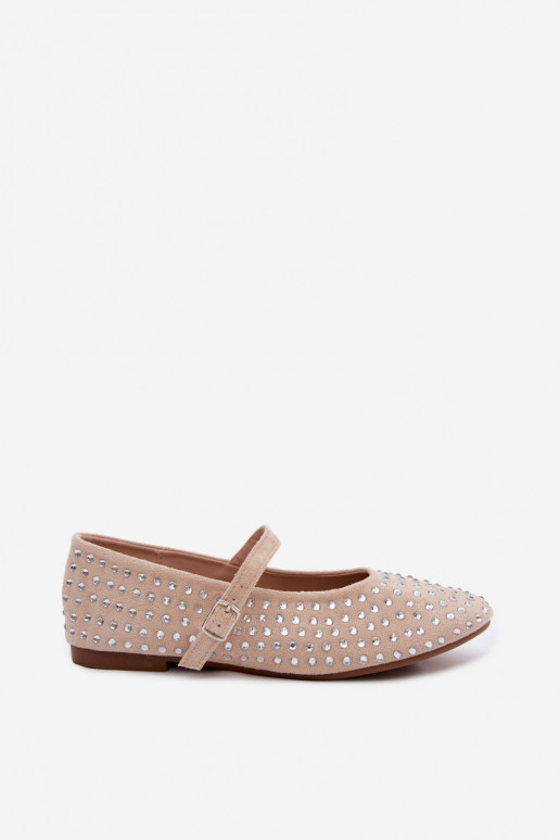 Ballerine decorate color sabbia con cinturini Nerolia