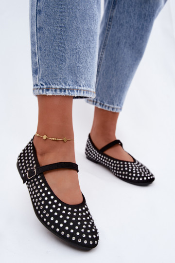 Ballerine nere decorate con cinturini Nerolia