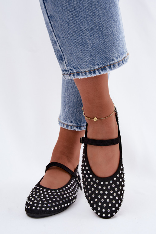 Ballerine nere decorate con cinturini Nerolia