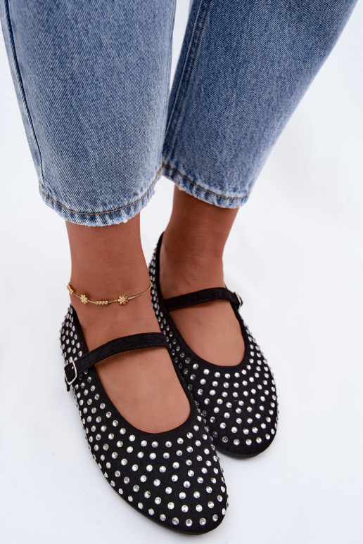 Ballerine nere decorate con cinturini Nerolia