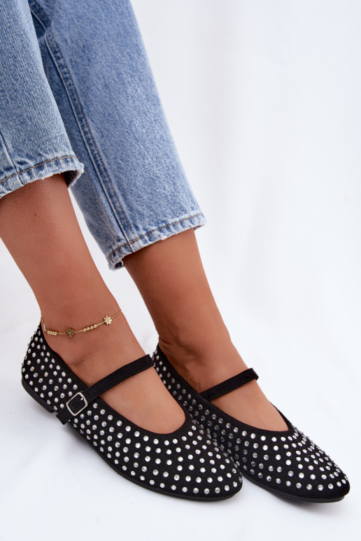 Ballerine nere decorate con cinturini Nerolia
