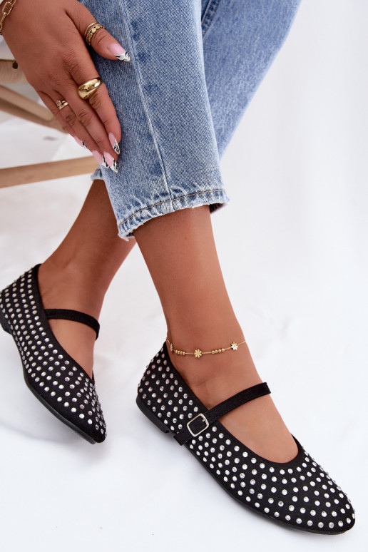 Ballerine nere decorate con cinturini Nerolia
