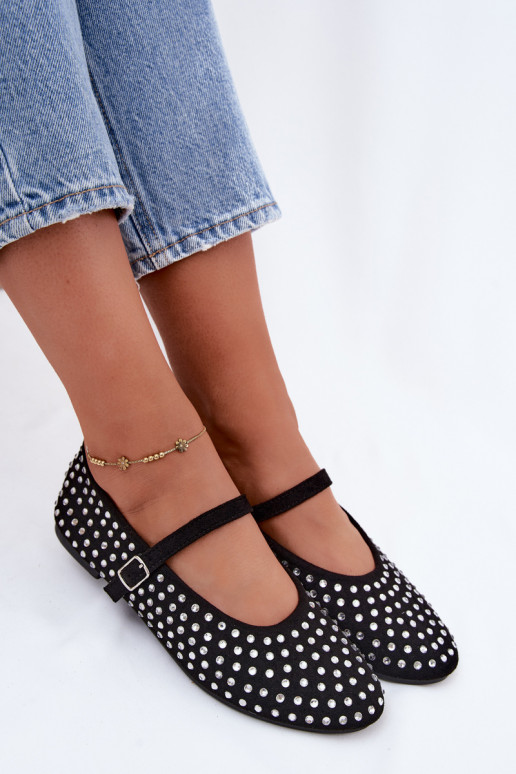 Ballerine nere decorate con cinturini Nerolia