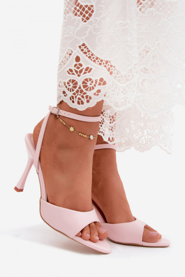 Sandali rosa da donna con tacco sottile in pelle sintetica Palmer 2