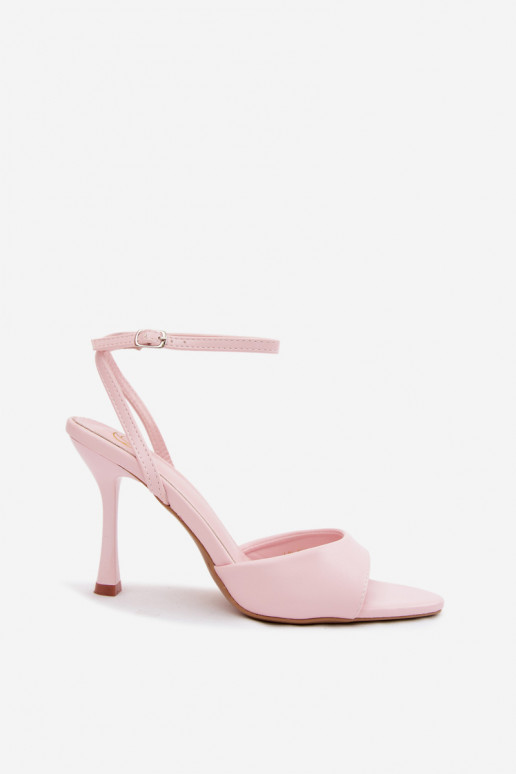 Sandali rosa da donna con tacco sottile in pelle sintetica Palmer