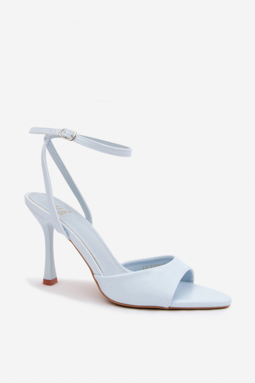 Sandali blu da donna con tacco sottile in pelle sintetica Palmer