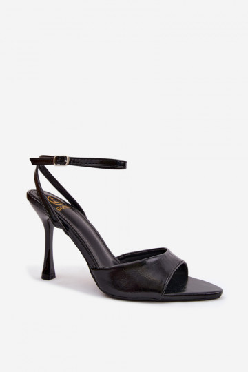 Sandali neri da donna con tacco sottile in pelle sintetica Palmer 2