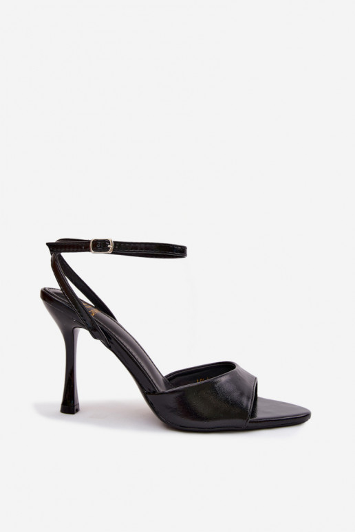 Sandali neri da donna con tacco sottile in pelle sintetica Palmer