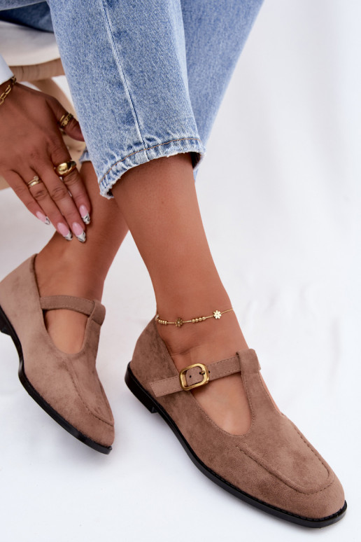 Scarpe da donna con cinturini in suede sintetico khaki Bonnia