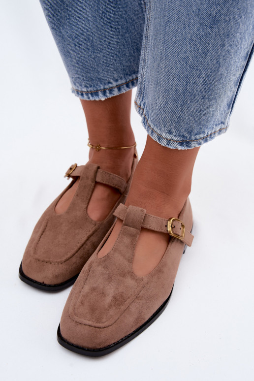 Scarpe da donna con cinturini in suede sintetico khaki Bonnia