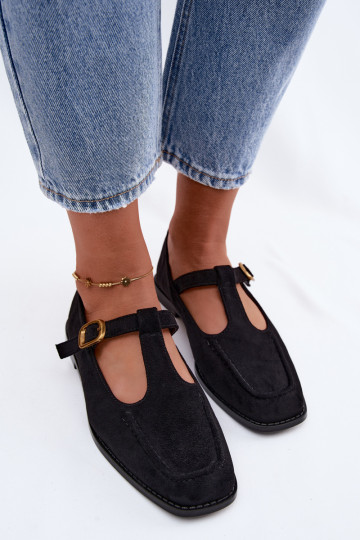 Scarpe nere da donna con cinturini in suede sintetico Bonnia