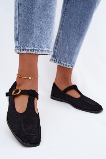 Scarpe nere da donna con cinturini in suede sintetico Bonnia 2