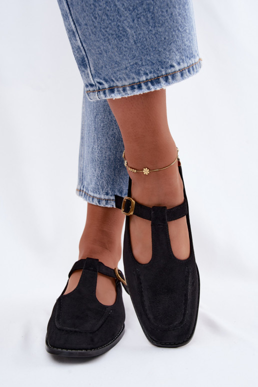 Scarpe nere da donna con cinturini in suede sintetico Bonnia