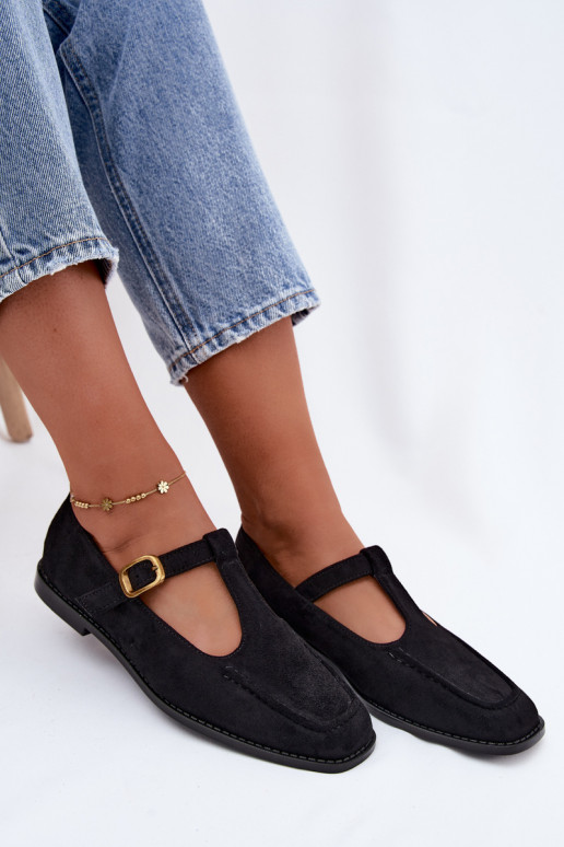 Scarpe nere da donna con cinturini in suede sintetico Bonnia