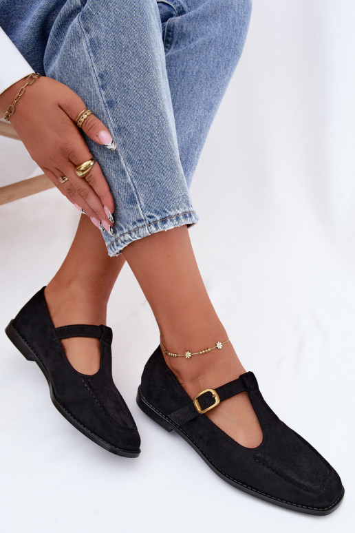 Scarpe nere da donna con cinturini in suede sintetico Bonnia