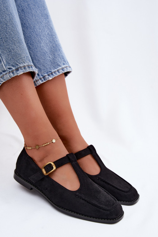 Scarpe nere da donna con cinturini in suede sintetico Bonnia