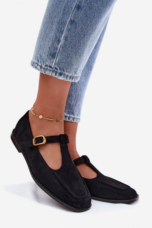 Scarpe nere da donna con cinturini in suede sintetico Bonnia