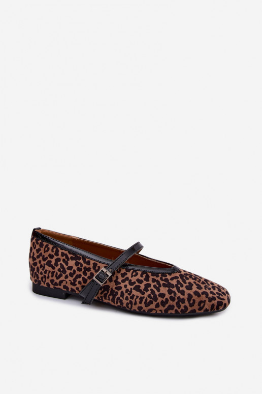Ballerine con cinturini in suede sintetico con motivo leopardato Camoria